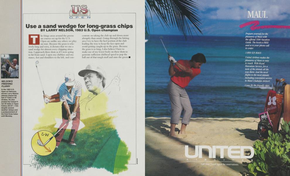 Use a sand wedge for long-grass chips
