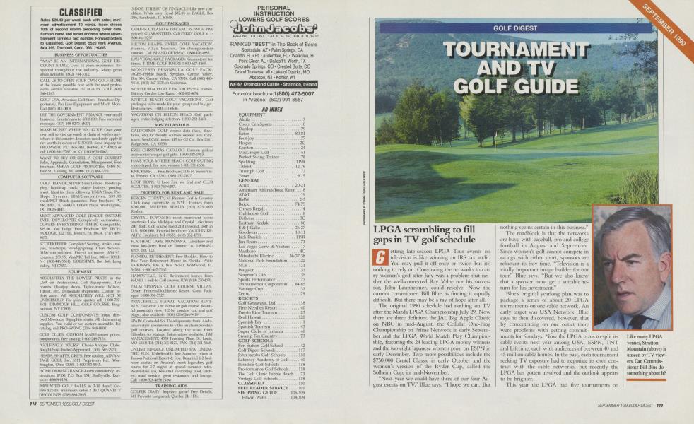 TOURNAMENT AND TV GOLF GUIDE