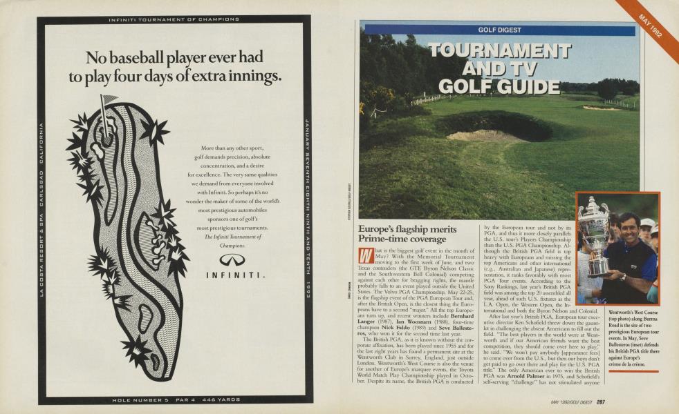 TOURNAMENT AND TV GOLF GUIDE