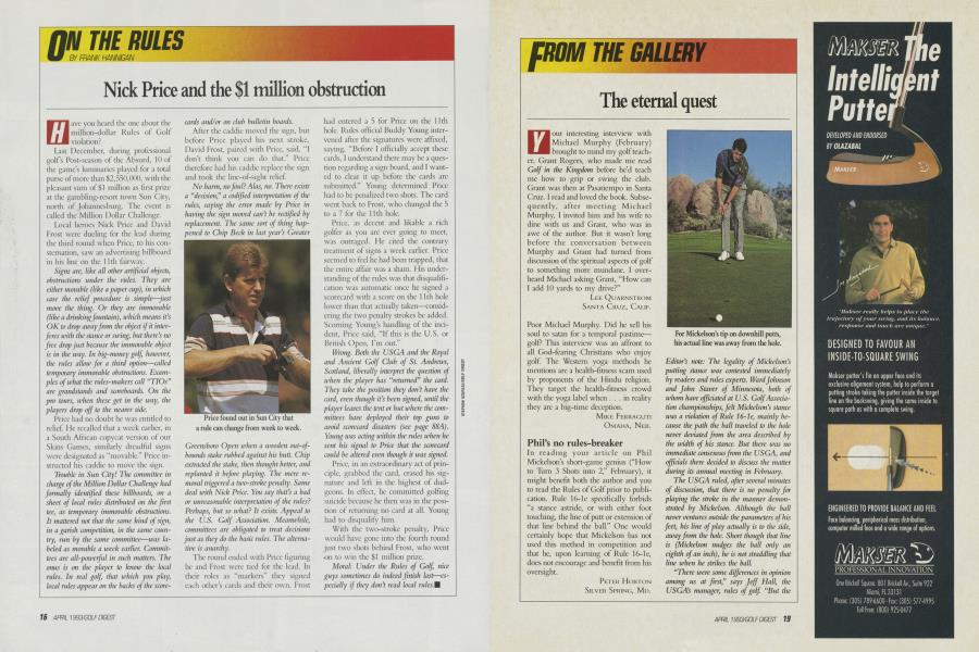 Nick Price and the $1 million obstruction