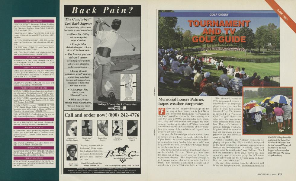 TOURNAMENT AND TV GOLF GUIDE