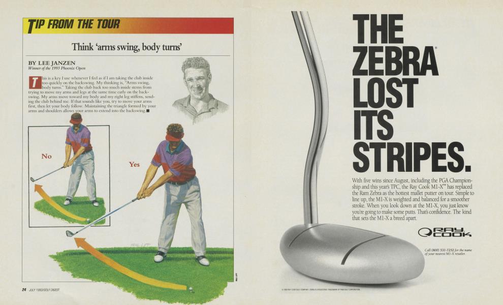 Think ‘arms swing, body turns’