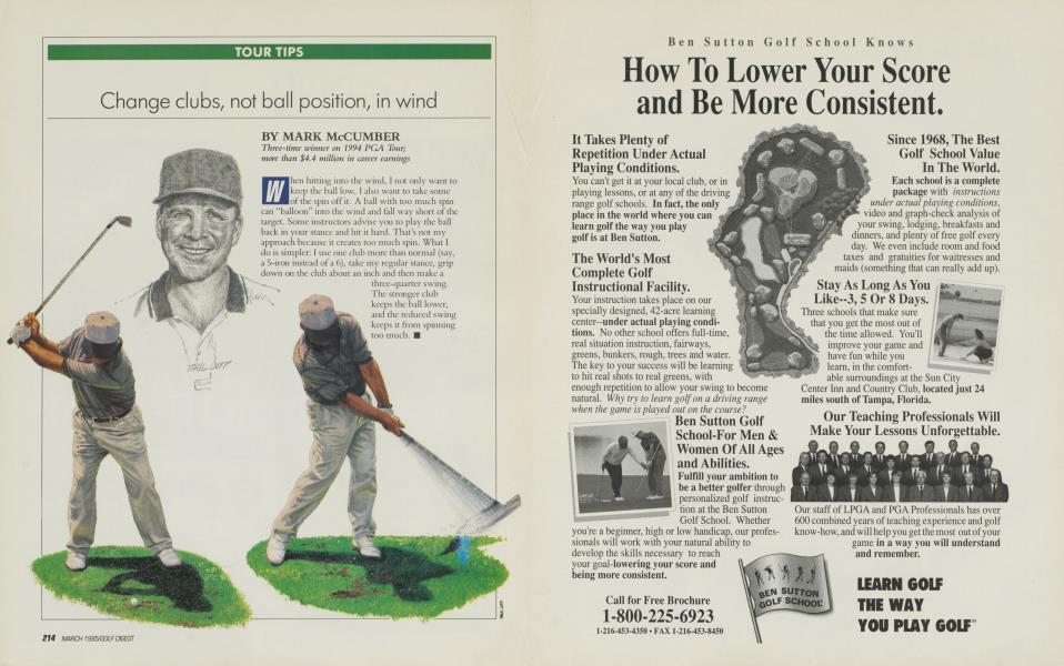 Change clubs, not ball position, in wind