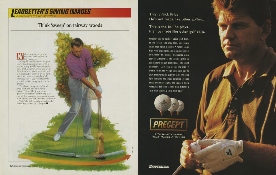 Think ‘sweep’ on fairway woods