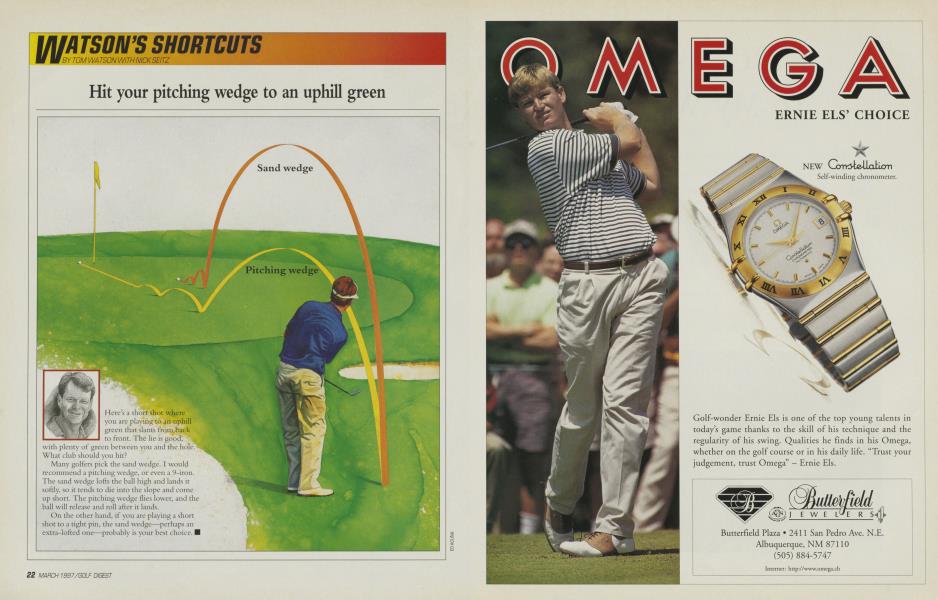 Hit your pitching wedge to an uphill green