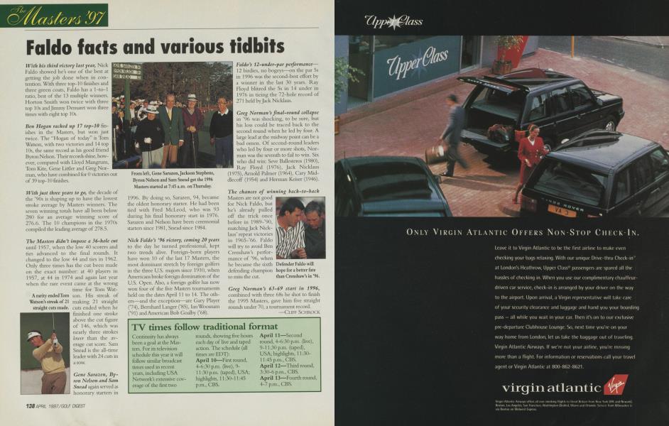 Faldo facts and various tidbits