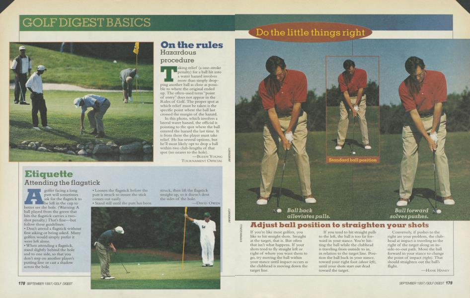 Adjust ball position to straighten your shots