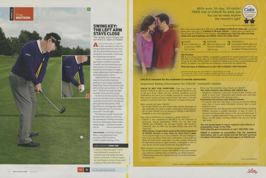 SWING KEY: THE LEFT ARM STAYS CLOSE