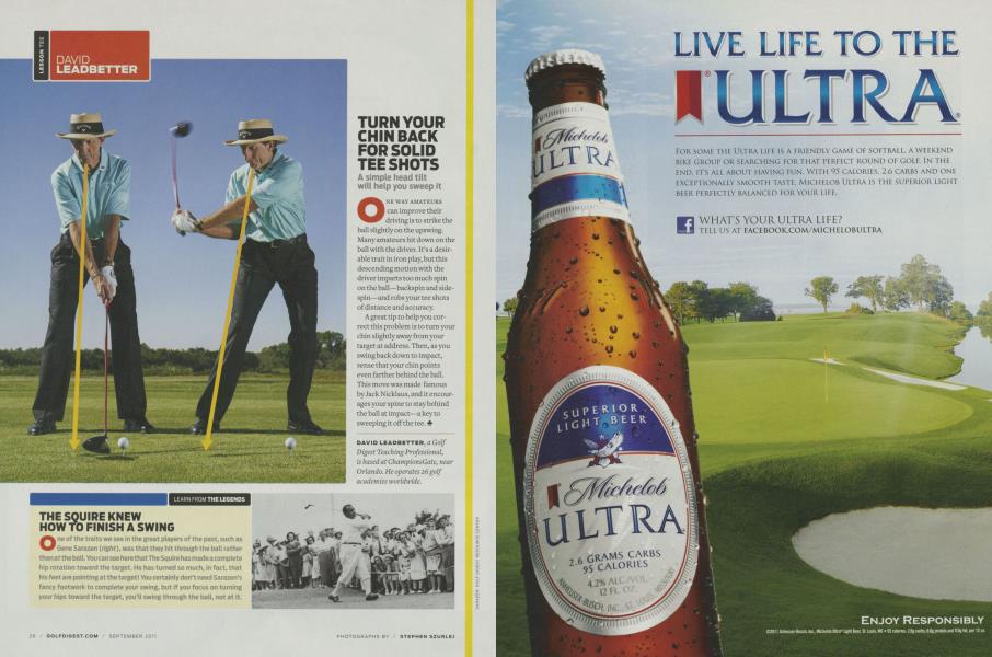 TURN YOUR CHIN BACK FOR SOLID TEE SHOTS