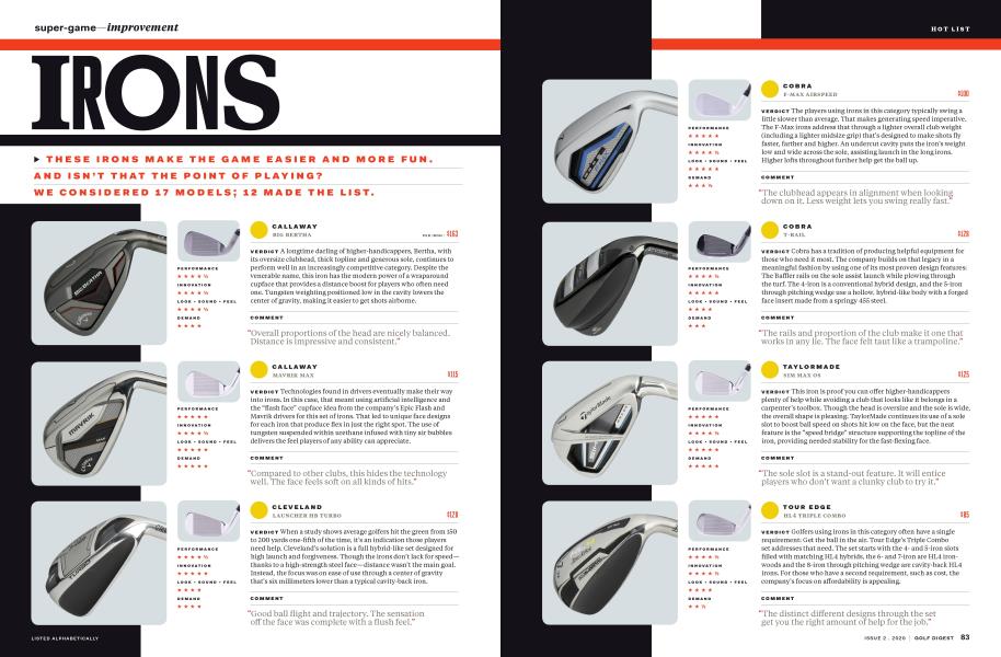 Super game improvement IRONS Golf Digest MARCH 2020
