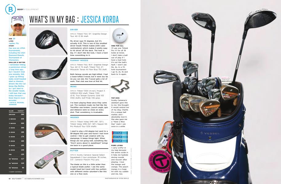 WHAT'S IN MY BAG JESSICA KORDA Golf Digest OCTOBER/NOVEMBER 2022