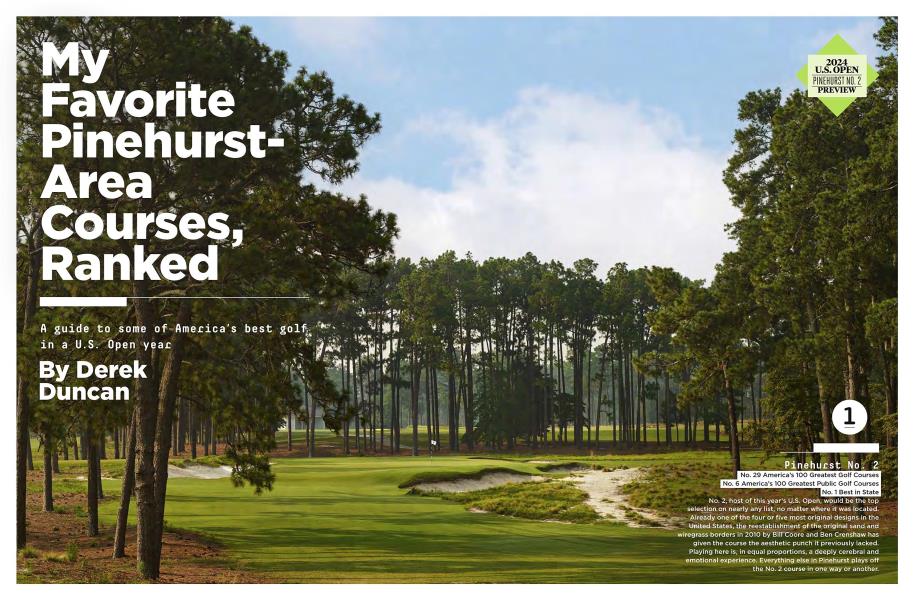 My Favorite Pinehurst-Area Courses, Ranked | Golf Digest | JUNE 2024