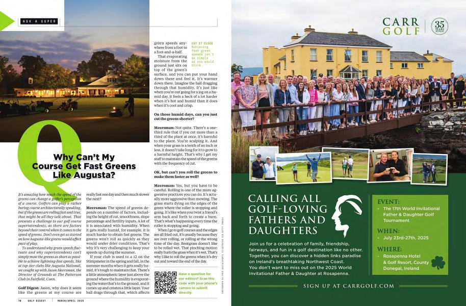 Why Can’t My Course Get Fast Greens Like Augusta?