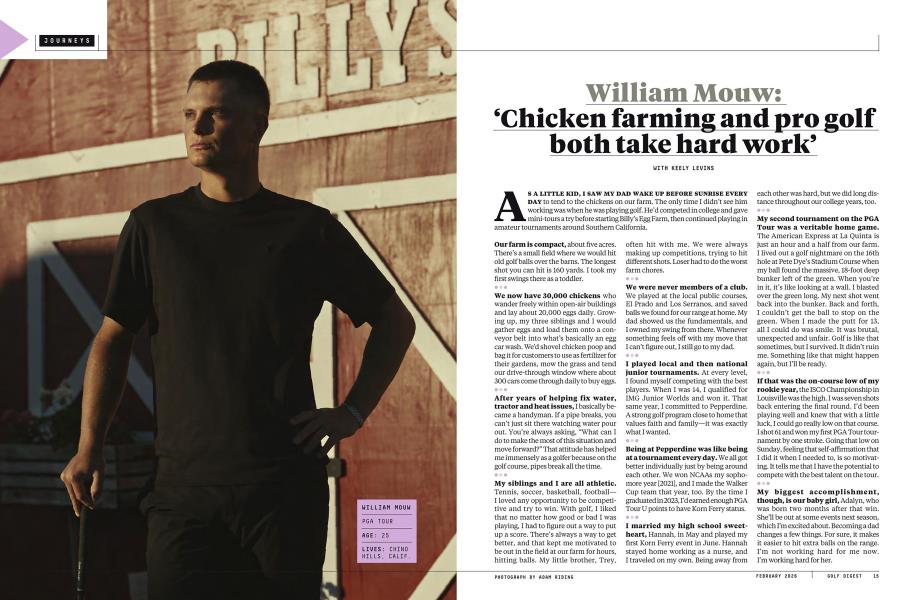 William Mouw: 'Chicken farming and pro golf both take hard work'